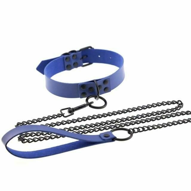 Rivet Slave Collar With Leash Bdsm Bondage Pet Play Owned Submissive