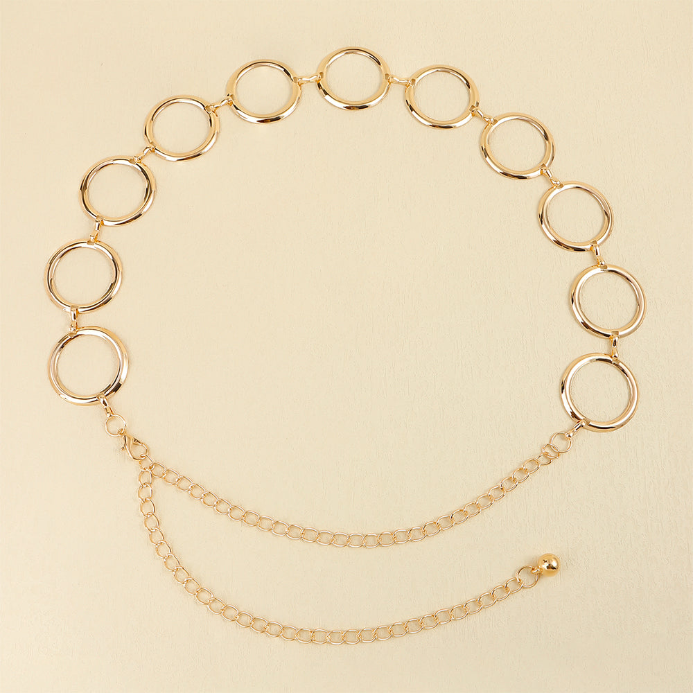 Veile Studios Fashion Circle Metal Waist Chain Belt Women Decorative Dress Hollow Accessories