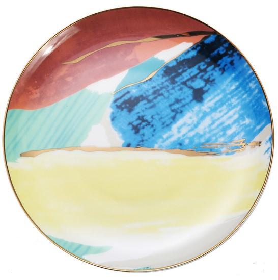 Watercolour Colourful Ceramic Handmade Dinner Plates Cup Saucer