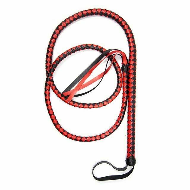 Black Red Snake Whip 210Cm Impact Play Spanking Bondage Kink Fetish