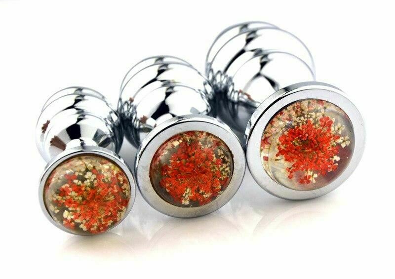 3Pcs / Set Spiral Flower Crystal Butt Plug Anal Sex Toys For Couples