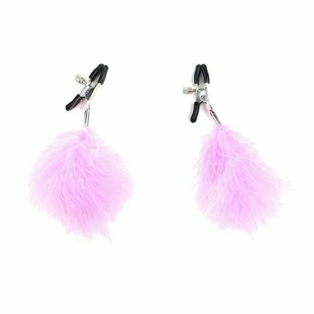 Fluffy Feather Nipple Clamps Breast Bondage Kink Fetish Restraints