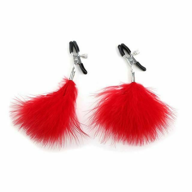 Fluffy Feather Nipple Clamps Breast Bondage Kink Fetish Restraints