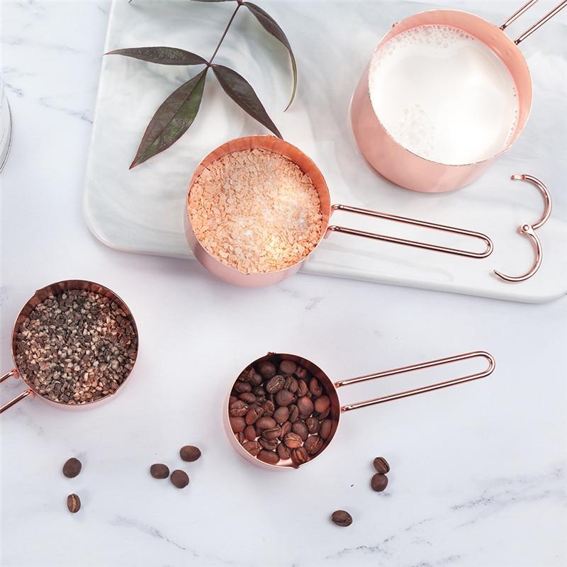 Set Of 8 Rose Gold Stainless Steel Measuring Cups Spoons Baking Tools