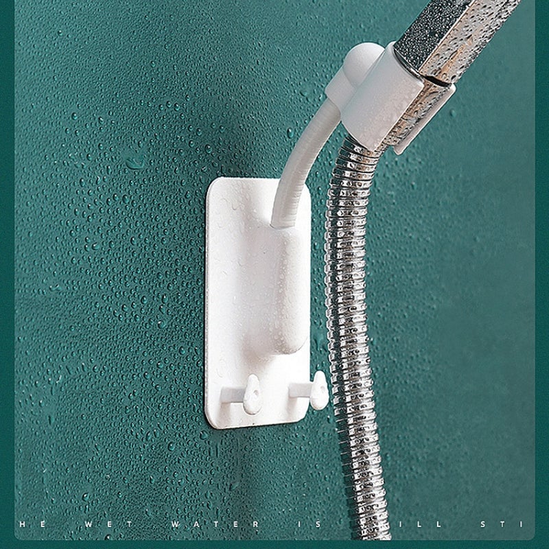 360 Degree Shower Head Holder Self Adhesive Showerhead Bracket With Two Hooks