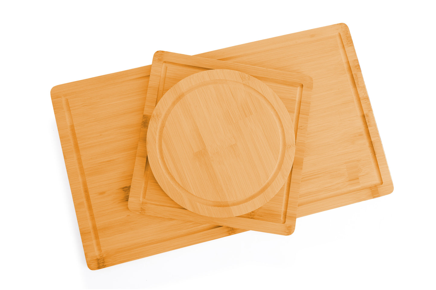Carla Home 3 Pieces Bamboo Cutting Board With Juice Groove And Mobile Holder Included For Kitchen