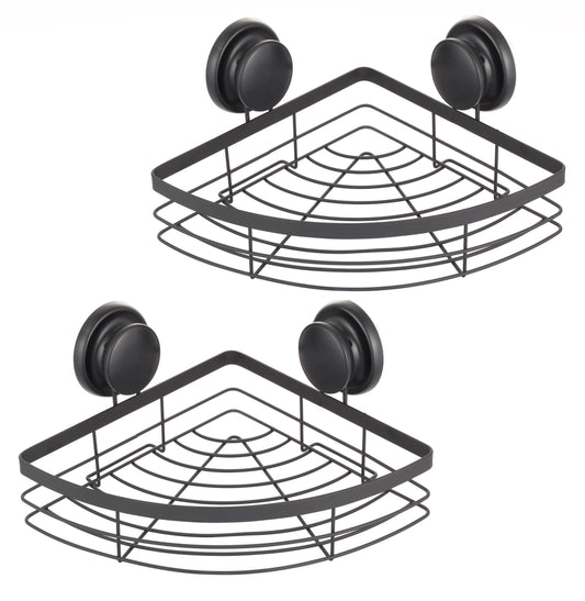 Carla Home 2 Pack Round Corner Shower Caddy Shelf Basket Rack With Premium Vacuum Suction Cup No Drilling For Bathroom A