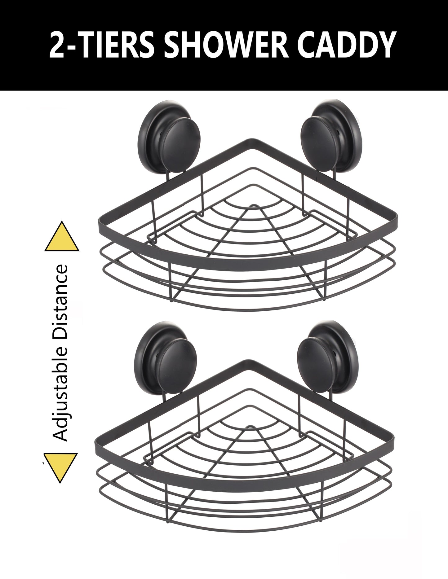 Carla Home 2 Pack Round Corner Shower Caddy Shelf Basket Rack With Premium Vacuum Suction Cup No Drilling For Bathroom A