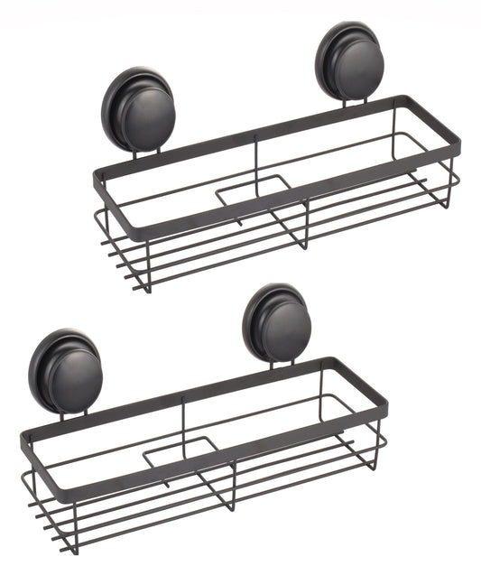 Carla Home 2 Pack Rectangular Corner Shower Caddy Shelf Basket Rack With Premium Vacuum Suction Cup No Drilling For Bath