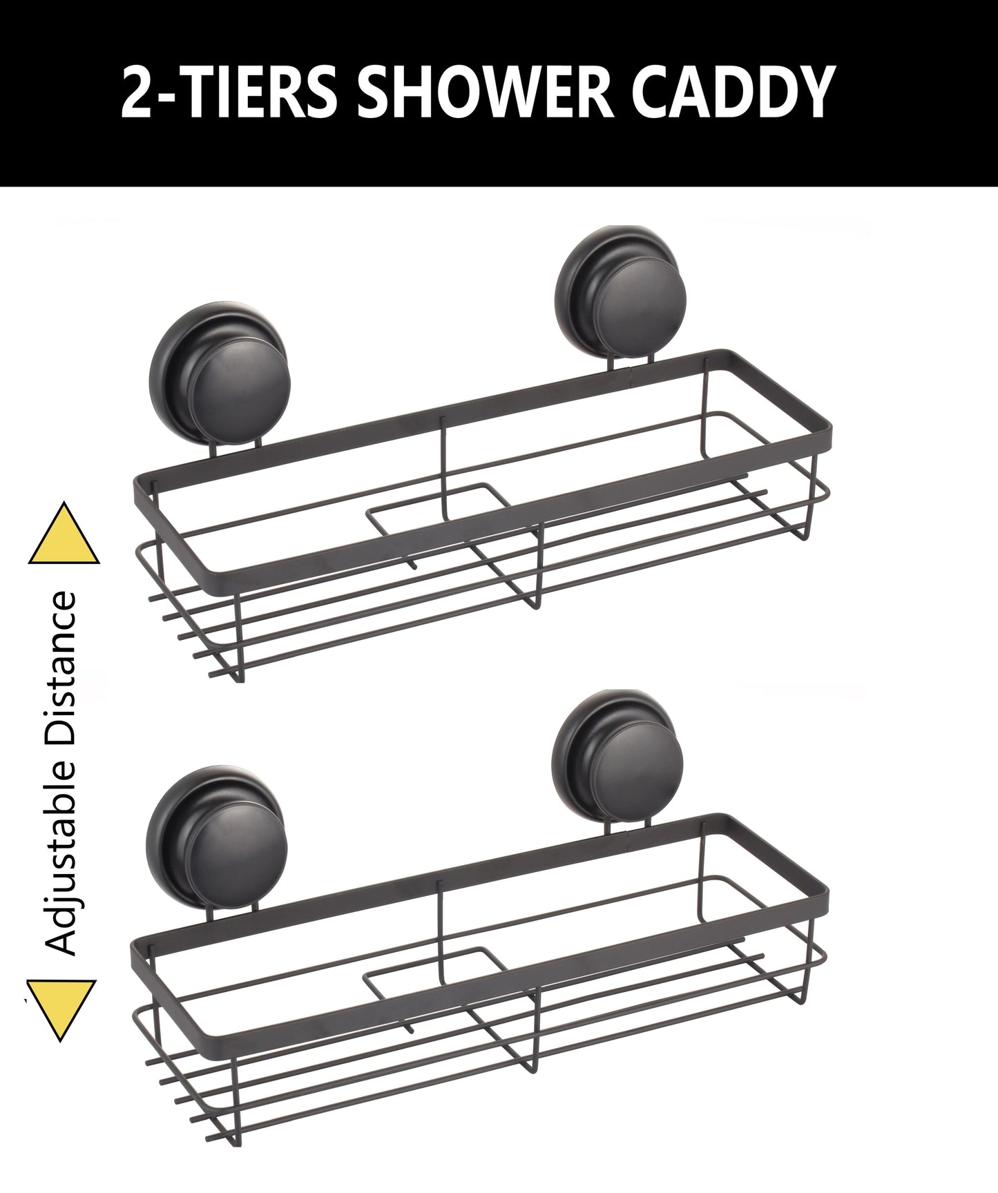 Carla Home 2 Pack Rectangular Corner Shower Caddy Shelf Basket Rack With Premium Vacuum Suction Cup No Drilling For Bath