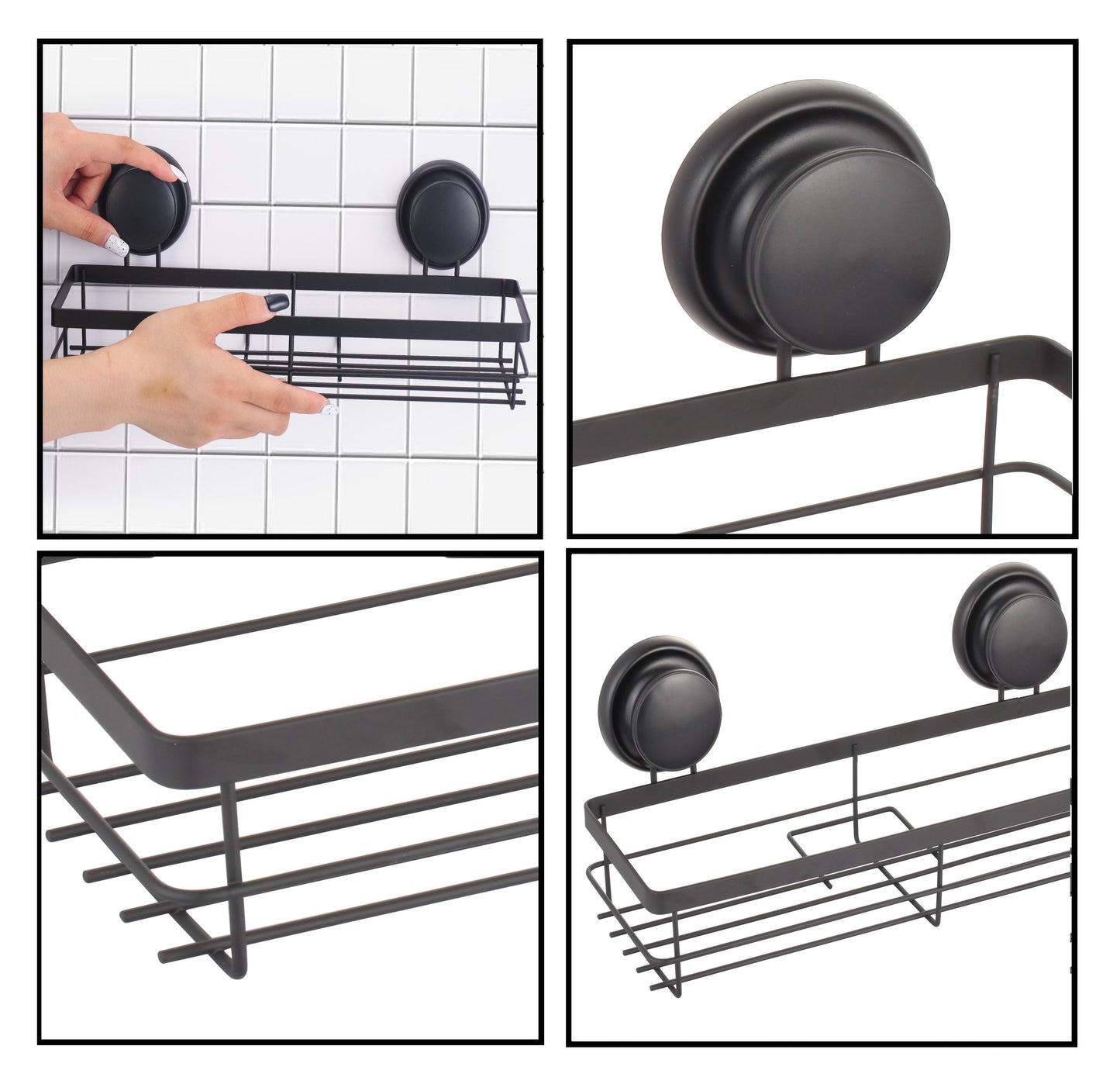 Carla Home 2 Pack Rectangular Corner Shower Caddy Shelf Basket Rack With Premium Vacuum Suction Cup No Drilling For Bath