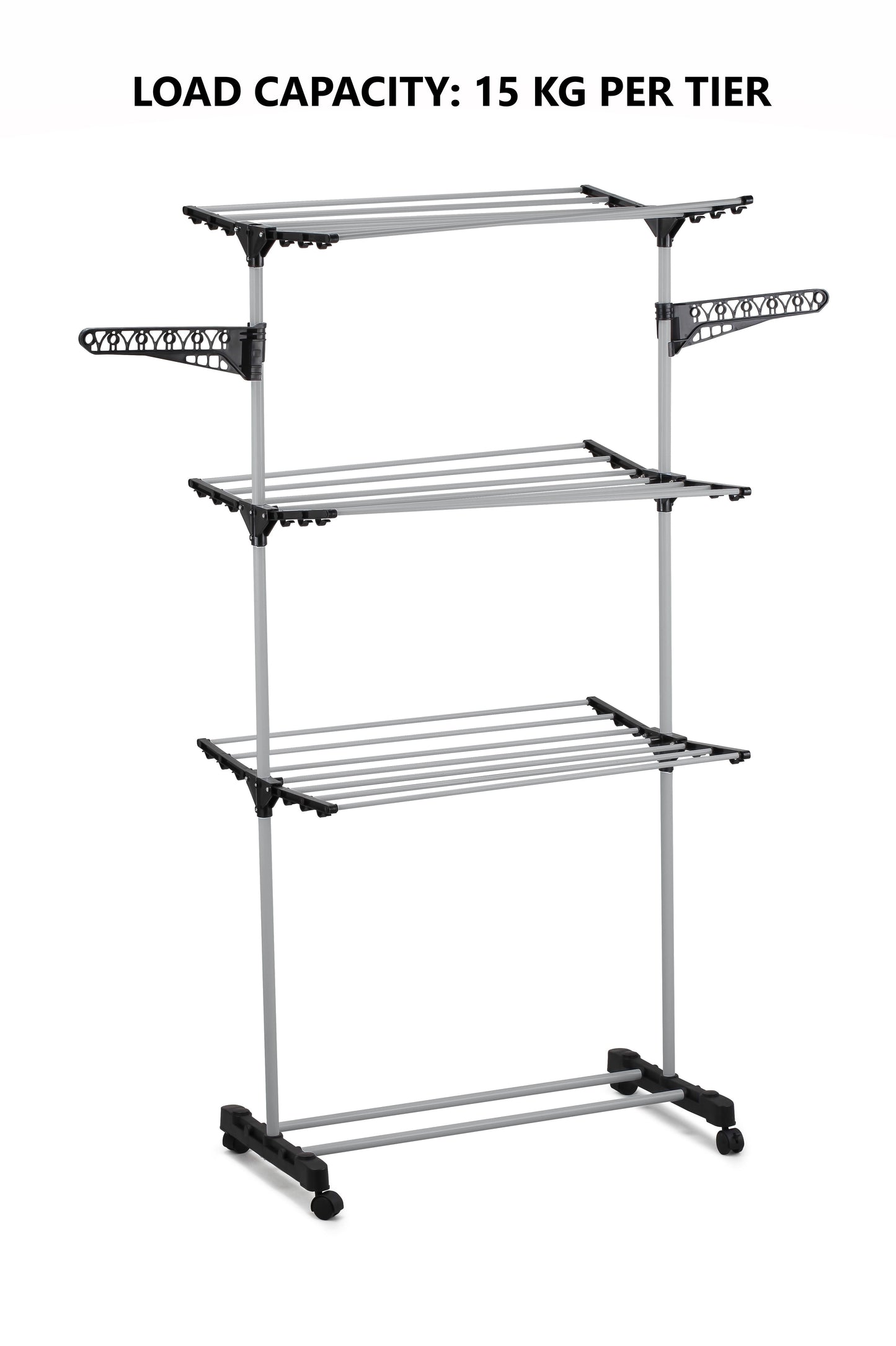 Carla Home Folding 3 Tier Clothes Laundry Drying Rack With Stainless Steel Tubes For Indoor & Outdoor