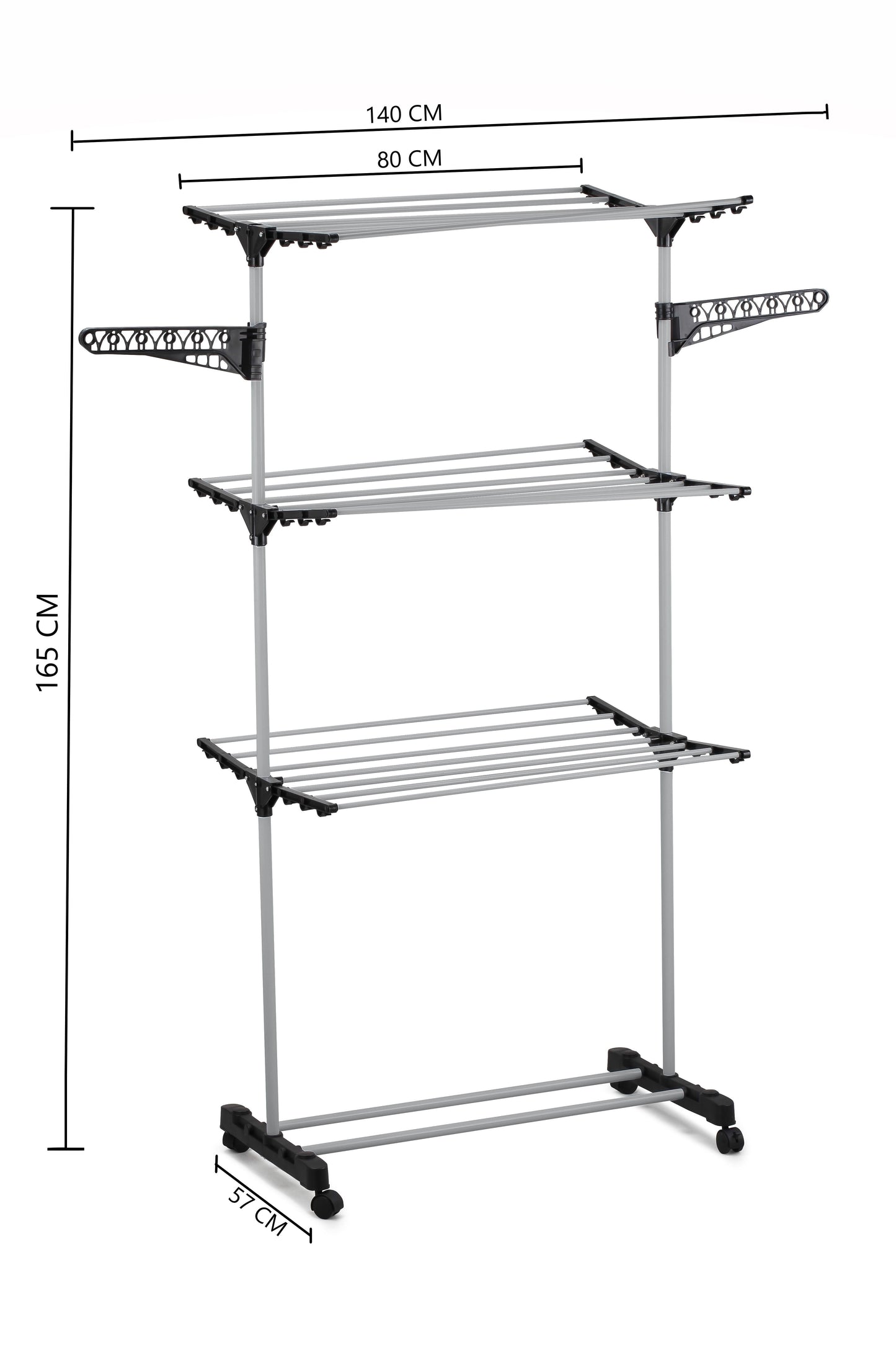 Carla Home Folding 3 Tier Clothes Laundry Drying Rack With Stainless Steel Tubes For Indoor & Outdoor