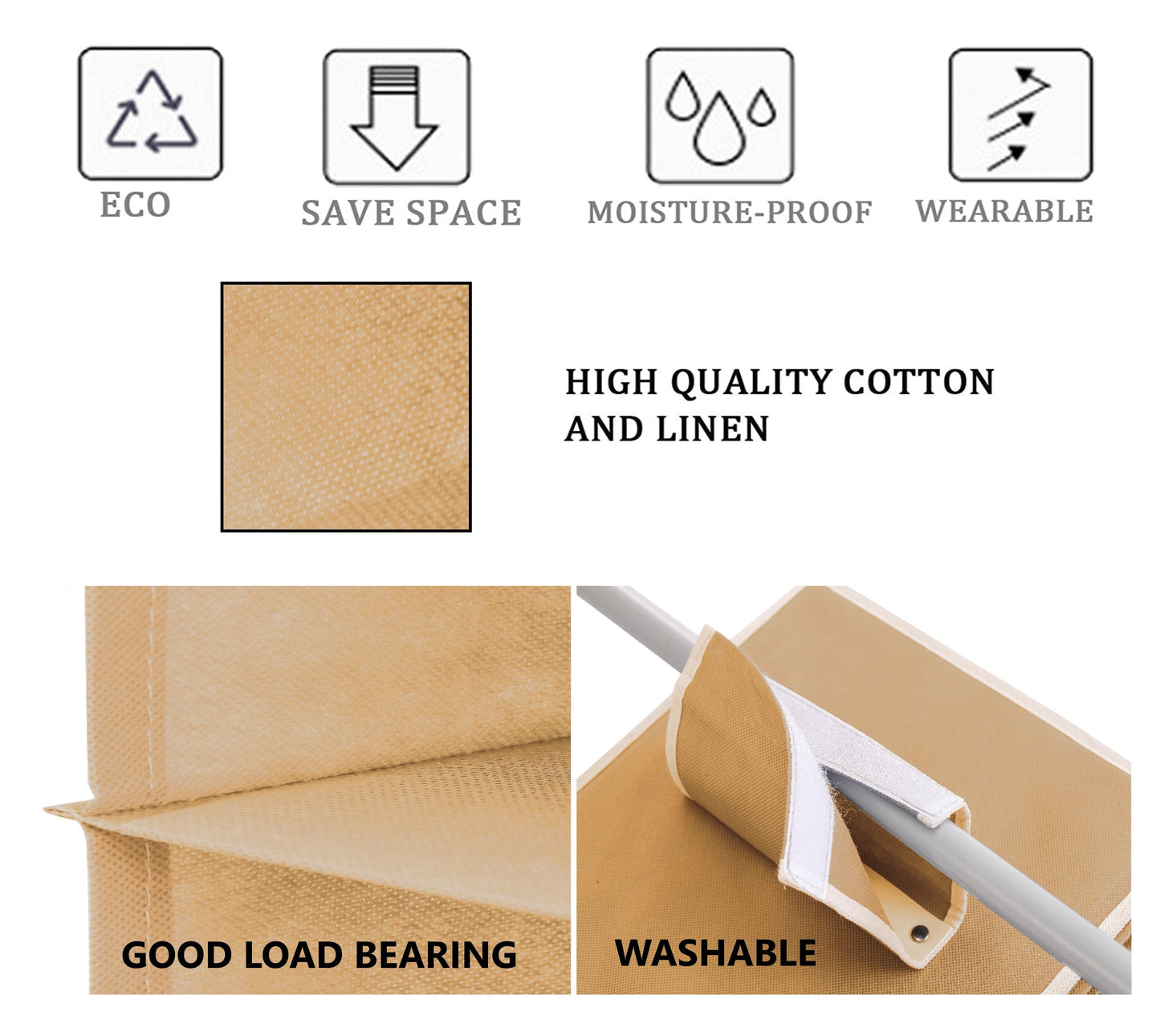 Carla Home 5 Tier Shelf Hanging Closet Organizer And Storage For Clothes (Beige)