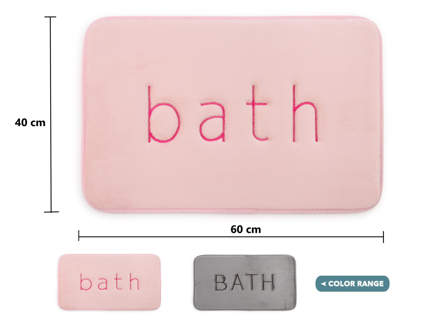 Carla Home Extra Thick Memory Foam & Super Comfort Bath Rug Mat For Bathroom (60 X 40 Cm Pink)