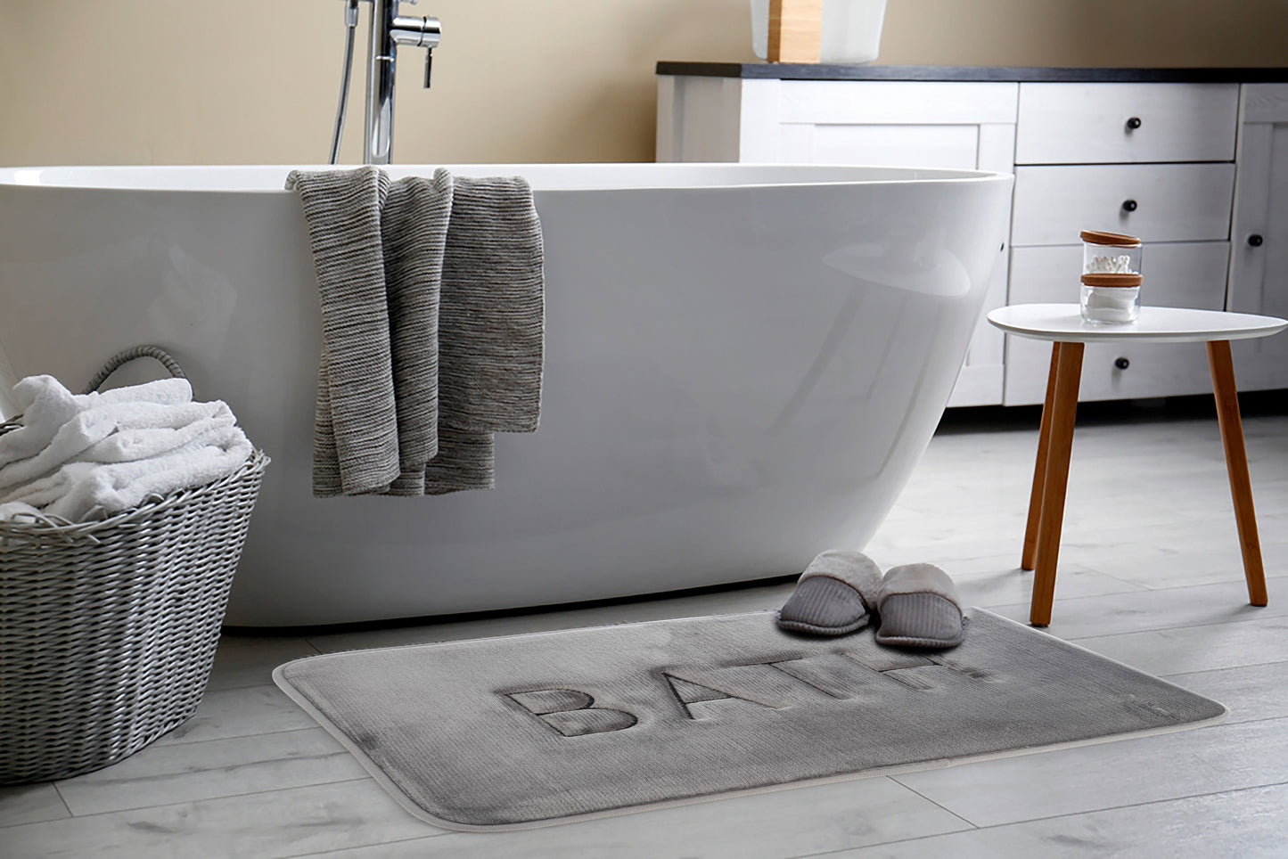 Carla Home Extra Thick Memory Foam & Super Comfort Bath Rug Mat For Bathroom (60 X 40 Cm Grey)