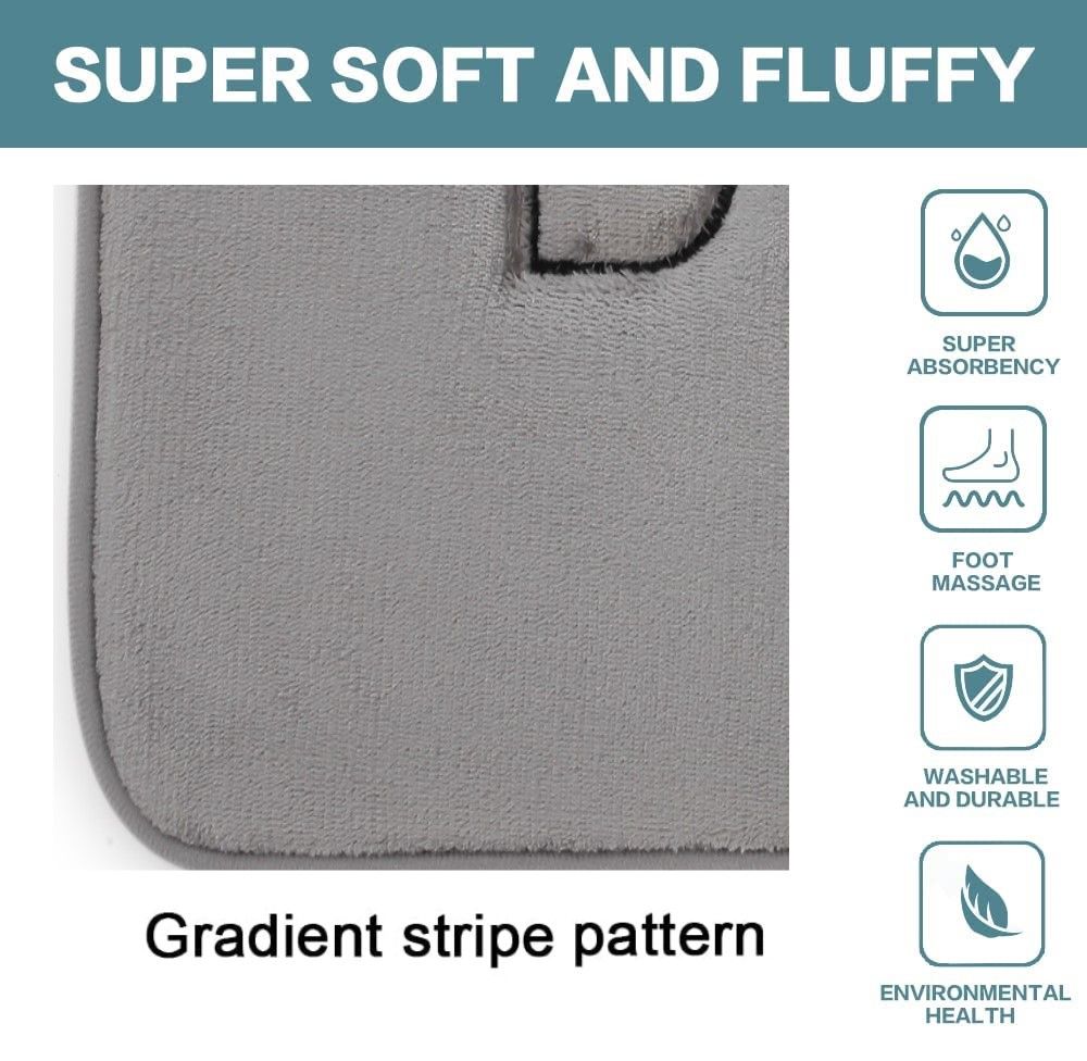 Carla Home Extra Thick Memory Foam & Super Comfort Bath Rug Mat For Bathroom (60 X 40 Cm Grey)