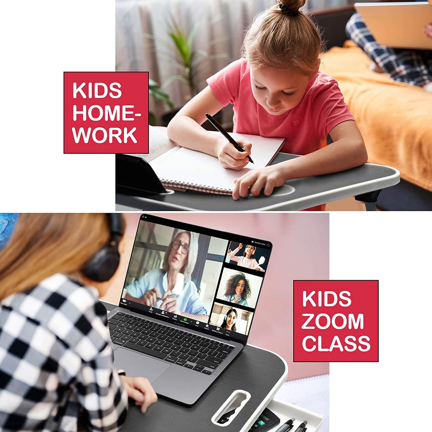 Carla Home Laptop Bed Desk With Storage And Foldable Legs For Adults Kids & Office