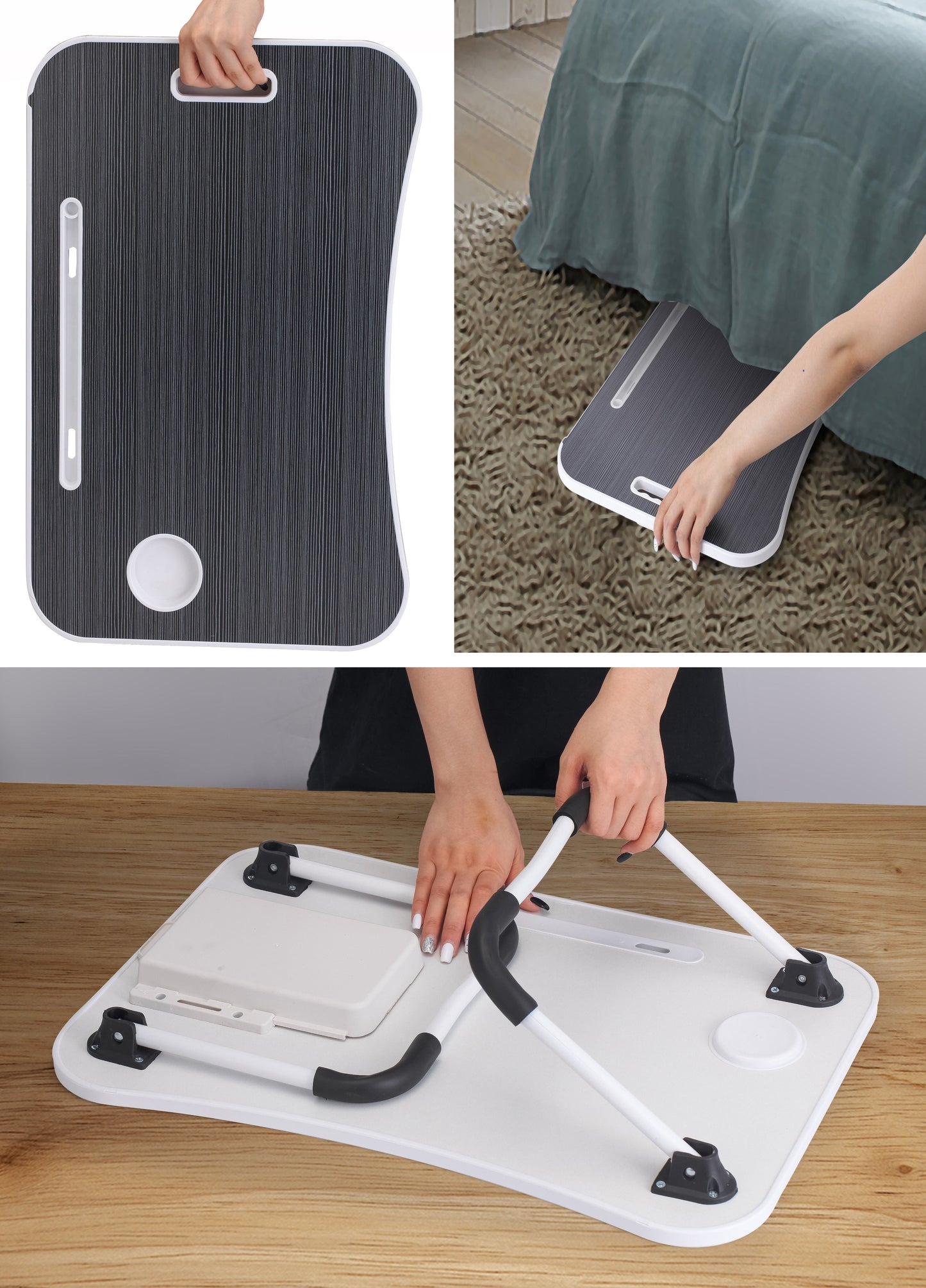 Carla Home Laptop Bed Desk With Storage And Foldable Legs For Adults Kids & Office