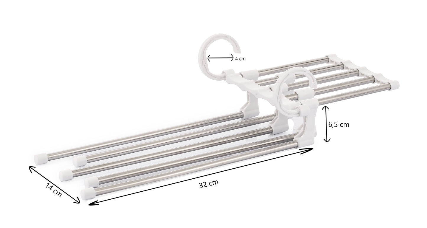 Carla Home 2 Pack Stainless Steel Adjustable 5 In 1 Pants Hangers Non Slip Space Saving For Storage