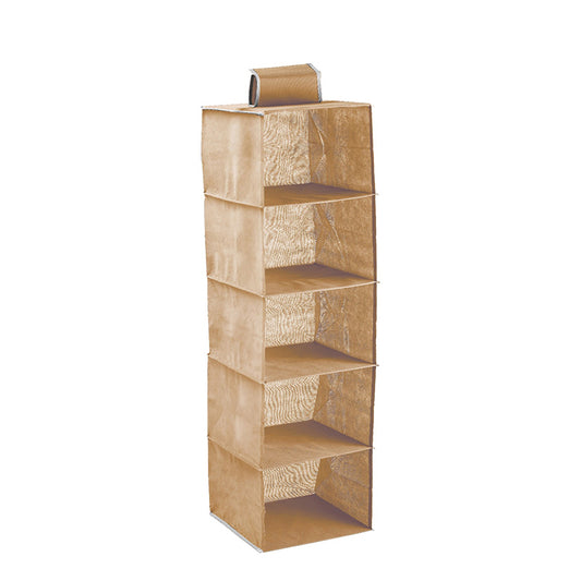 2 Pack 5-Tier Shelf Hanging Closet Organizer And Storage For Clothes (Beige)