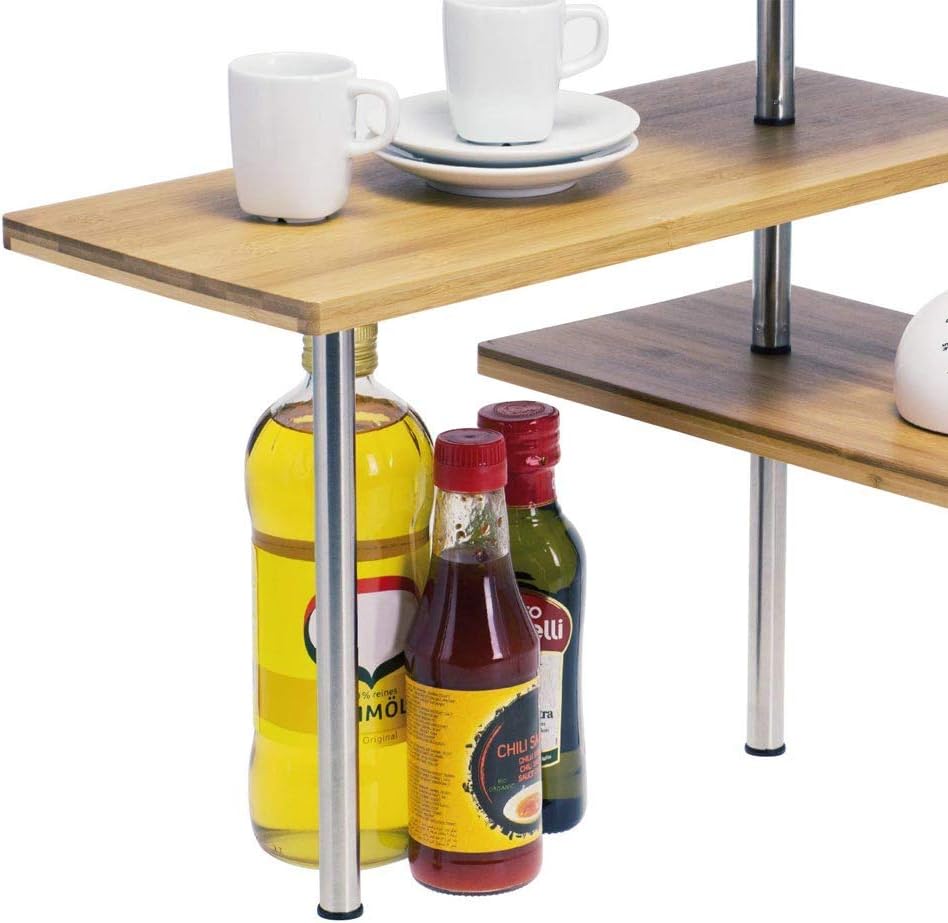 3 Tier Corner Shelf Kitchen Spice Rack Organiser With Hooks For Home Storage & Organisation Adjustable Bamboo Wall Pantr