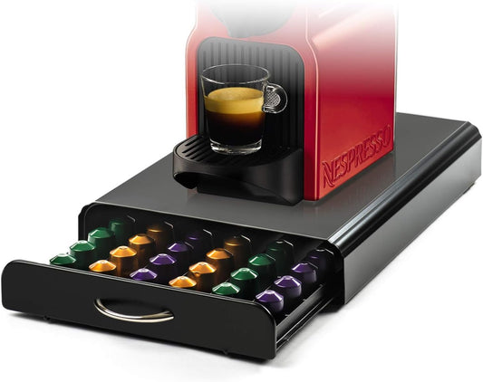 Carla Home Coffee Pods Holder Storage Drawer Compatible With 60 Nespresso For Kitchen & Organisation Machine (Black)