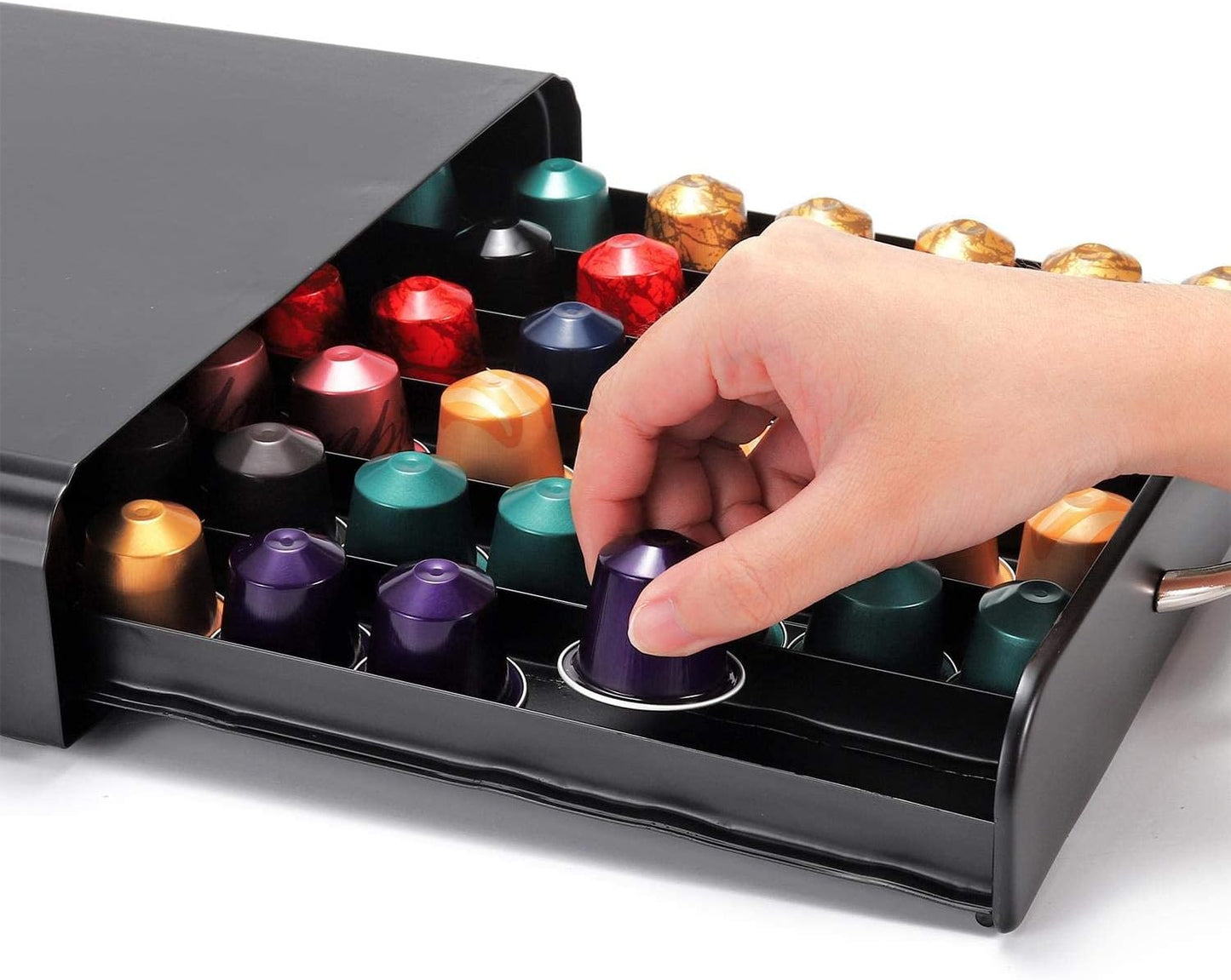 Carla Home Coffee Pods Holder Storage Drawer Compatible With 60 Nespresso For Kitchen & Organisation Machine (Black)