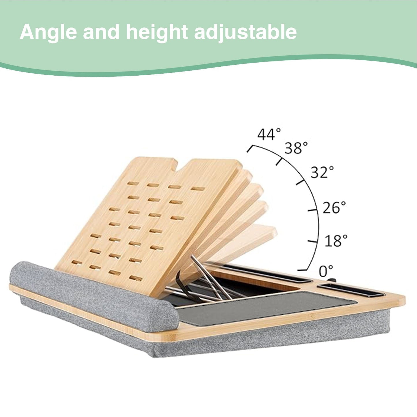 Carla Home Bamboo Laptop Desk With Cushion And Angle Adjustable For Office