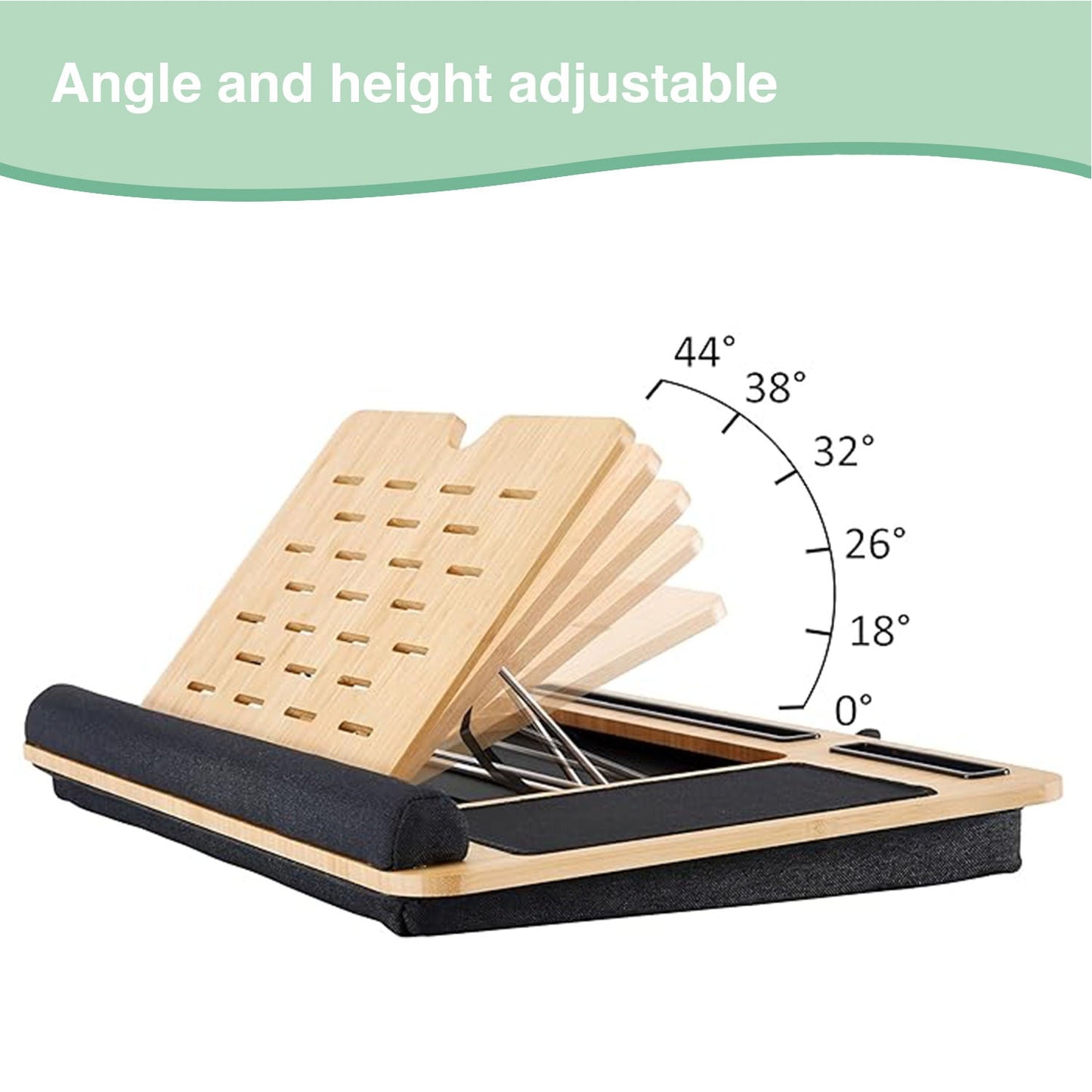 Carla Home Bamboo Laptop Desk With Cushion Angle Adjustable And Sleeve Case Bag For Office