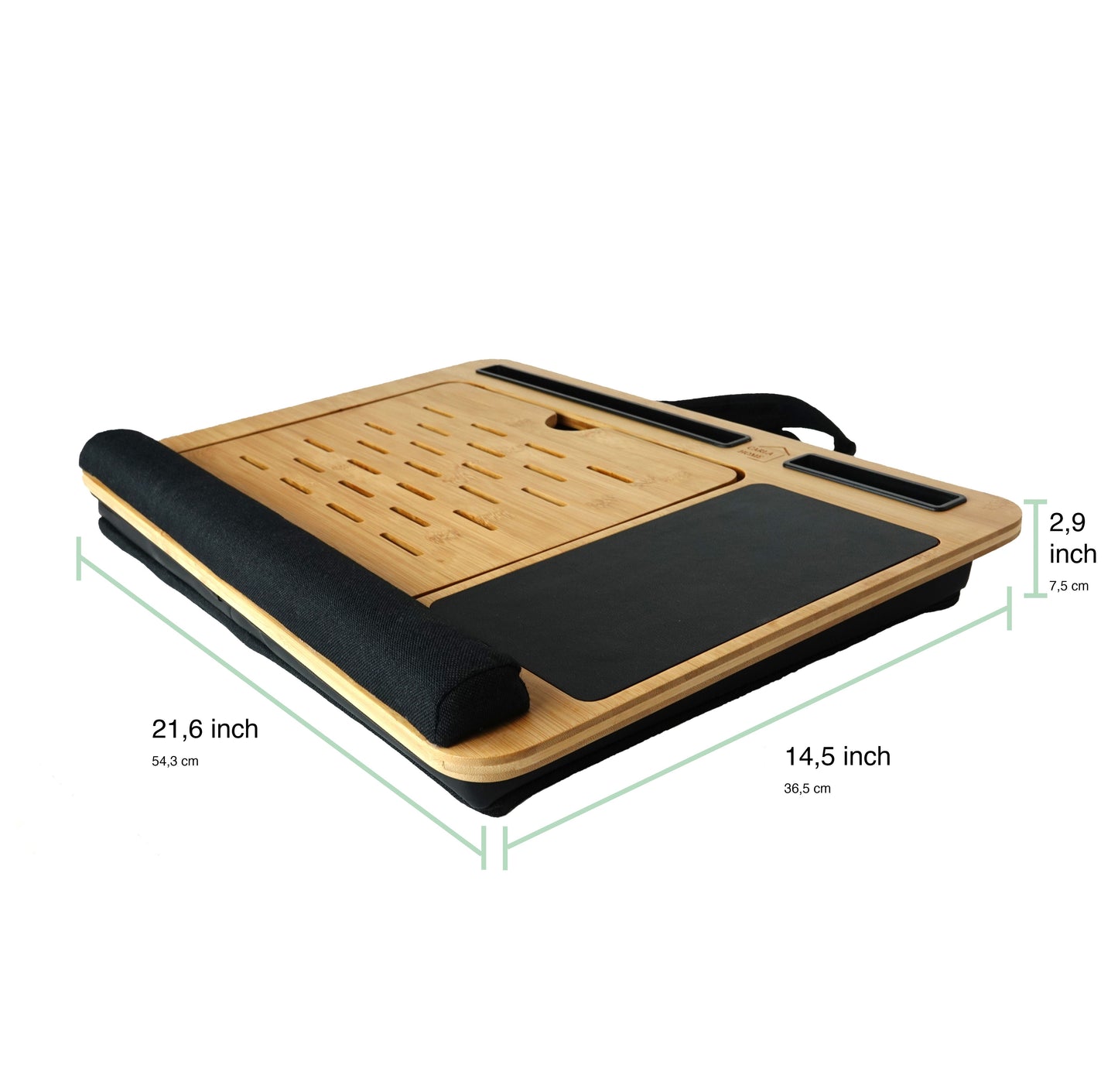 Carla Home Bamboo Laptop Desk With Cushion Angle Adjustable And Sleeve Case Bag For Office
