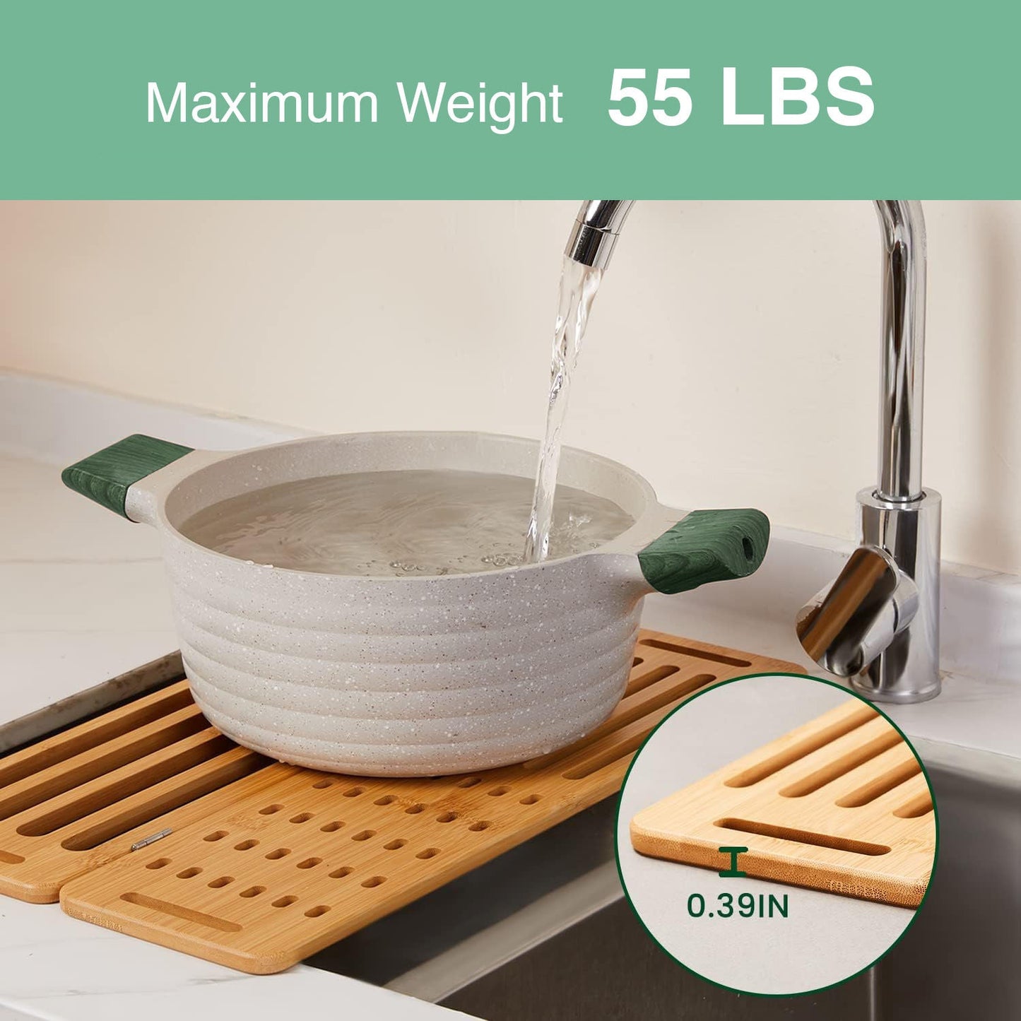 Carla Home Foldable Bamboo Dish Drying Rack For Kitchen