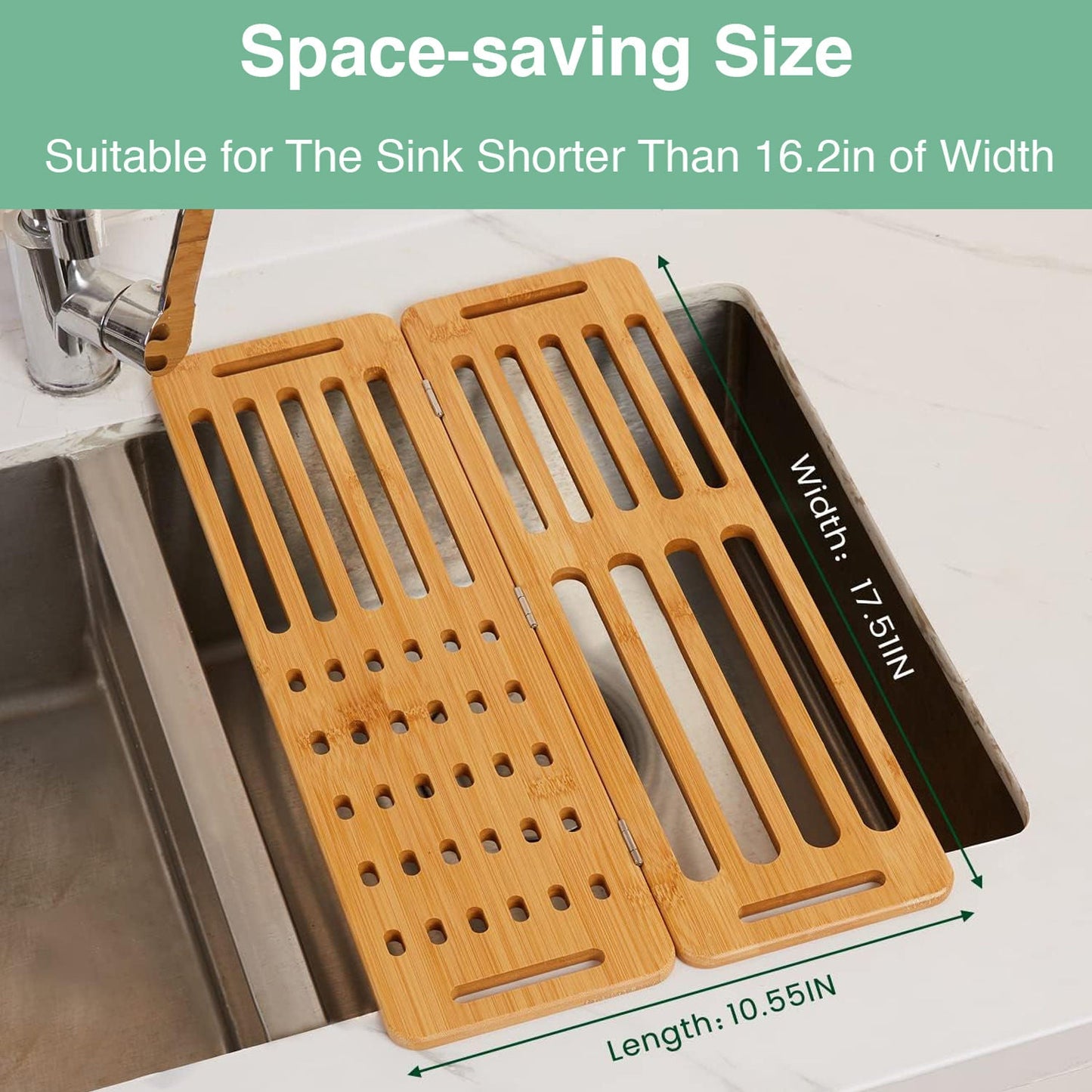 Carla Home Foldable Bamboo Dish Drying Rack For Kitchen