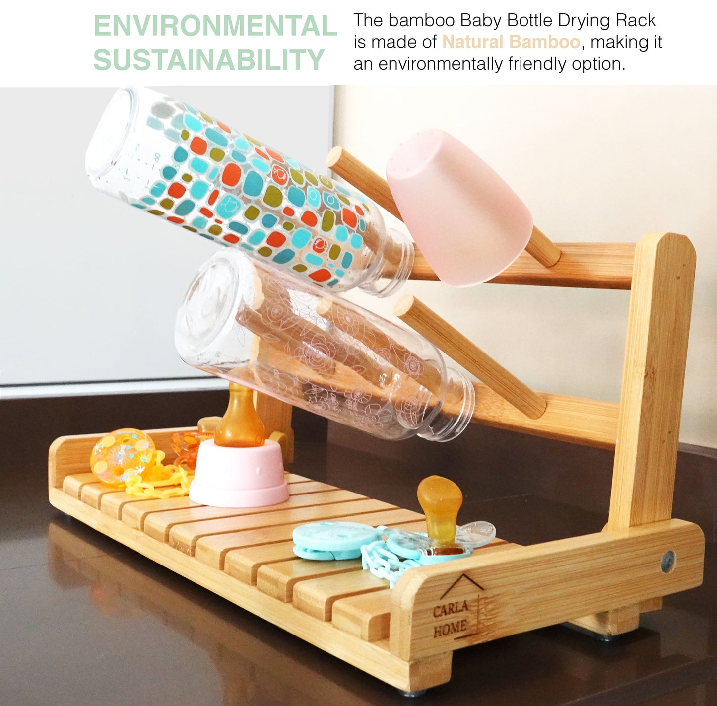 Carla Home Bamboo Baby Bottle Drying Rack