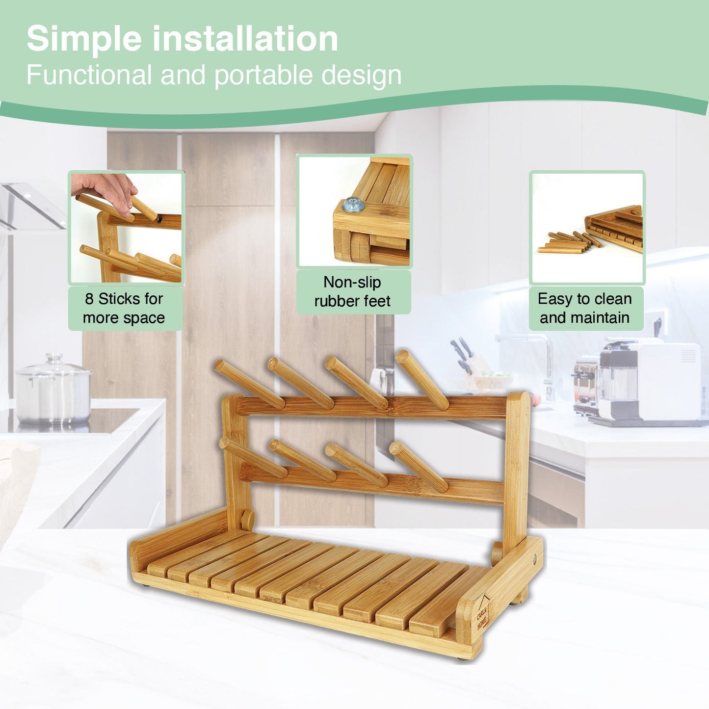 Carla Home Bamboo Baby Bottle Drying Rack