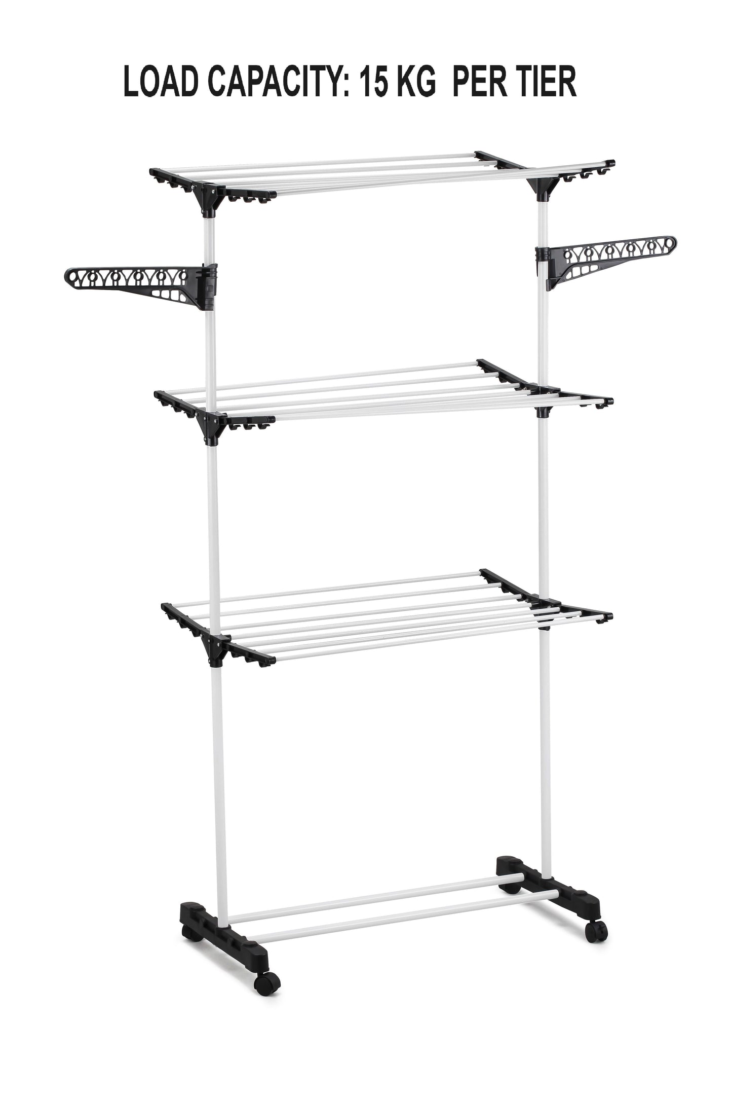 Carla Home Folding 3 Tier Clothes Laundry Drying Rack With Stainless Steel Tubes For Indoor & Outdoor