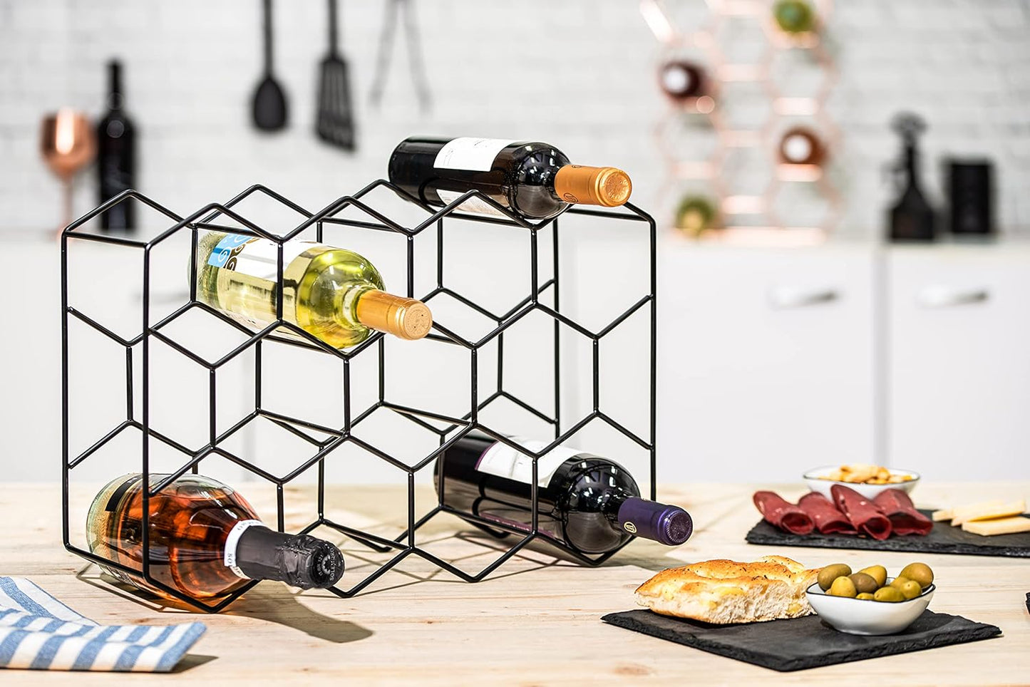 Carla Home 14 Bottle Freestanding Modern Metal Countertop Wine Rack