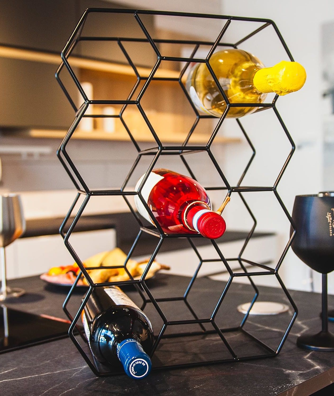 Carla Home 14 Bottle Freestanding Modern Metal Countertop Wine Rack