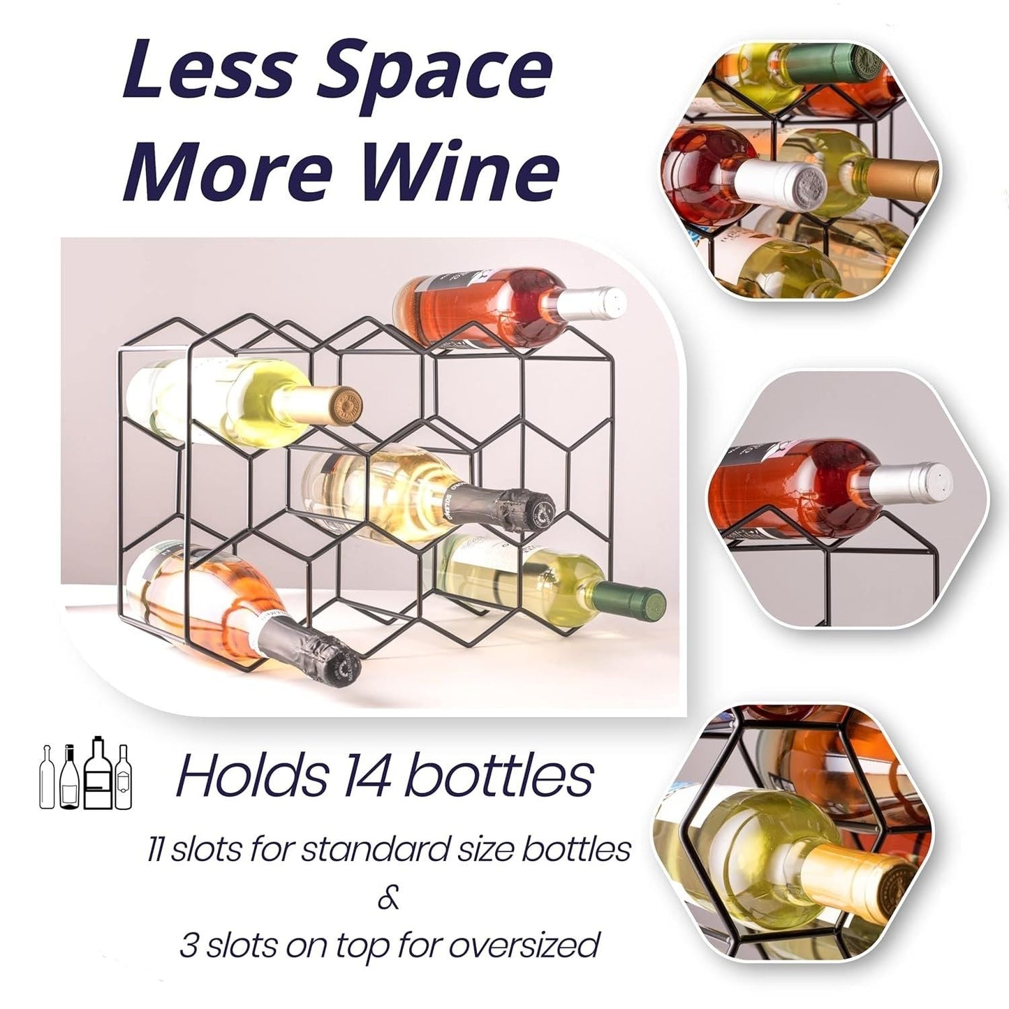 Carla Home 14 Bottle Freestanding Modern Metal Countertop Wine Rack
