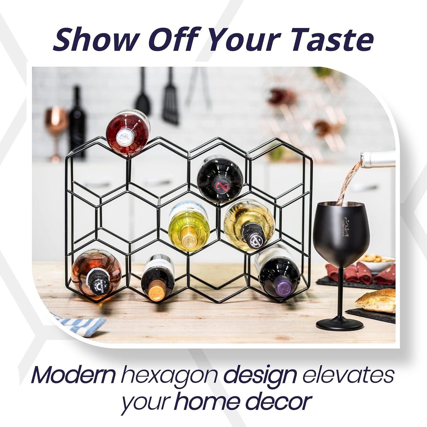 Carla Home 14 Bottle Freestanding Modern Metal Countertop Wine Rack