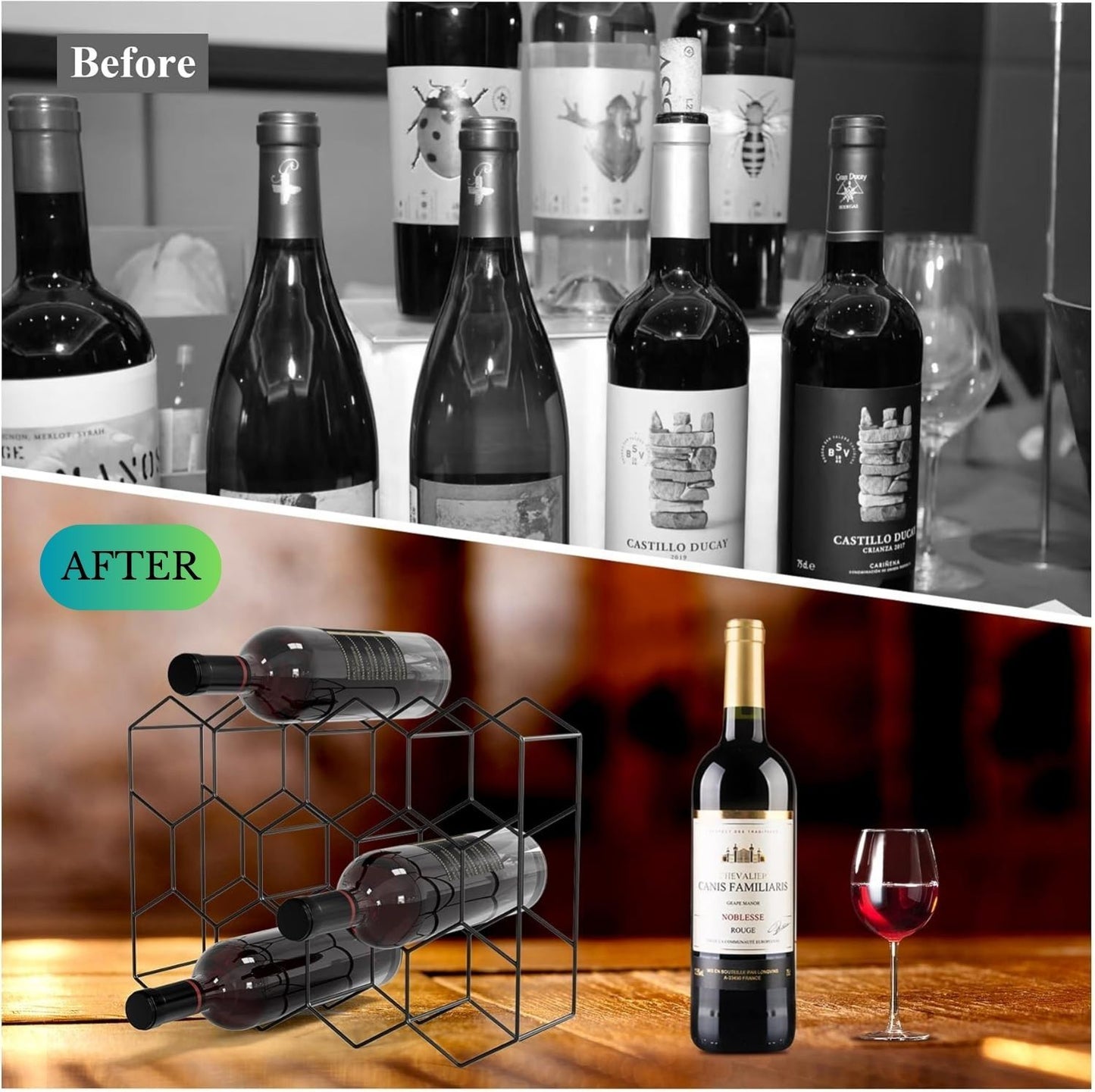 Carla Home 14 Bottle Freestanding Modern Metal Countertop Wine Rack