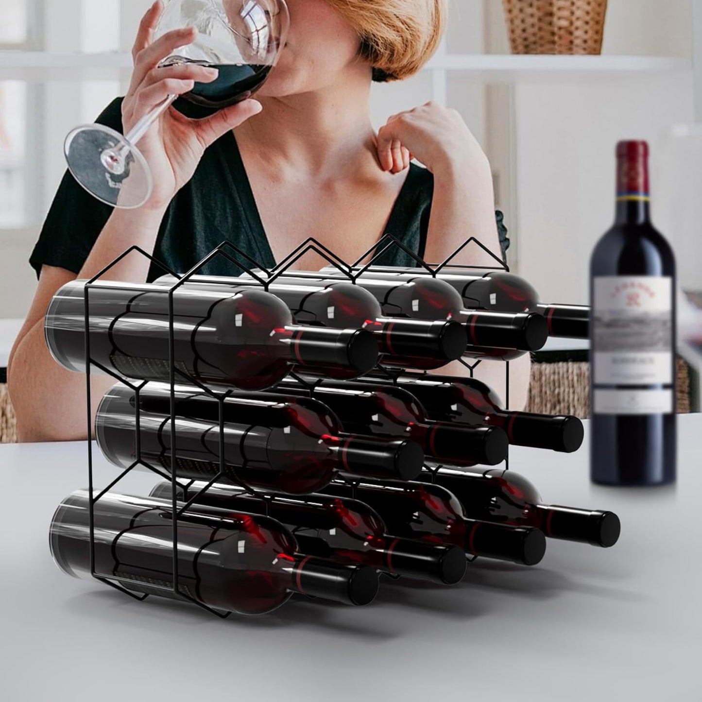 Carla Home 14 Bottle Freestanding Modern Metal Countertop Wine Rack