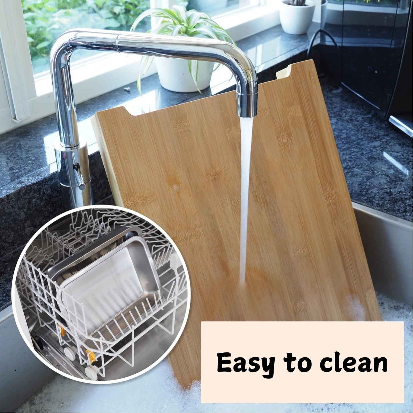 Carla Home Chopping Board With 2 Organiser Stainless Steel Trays Containers