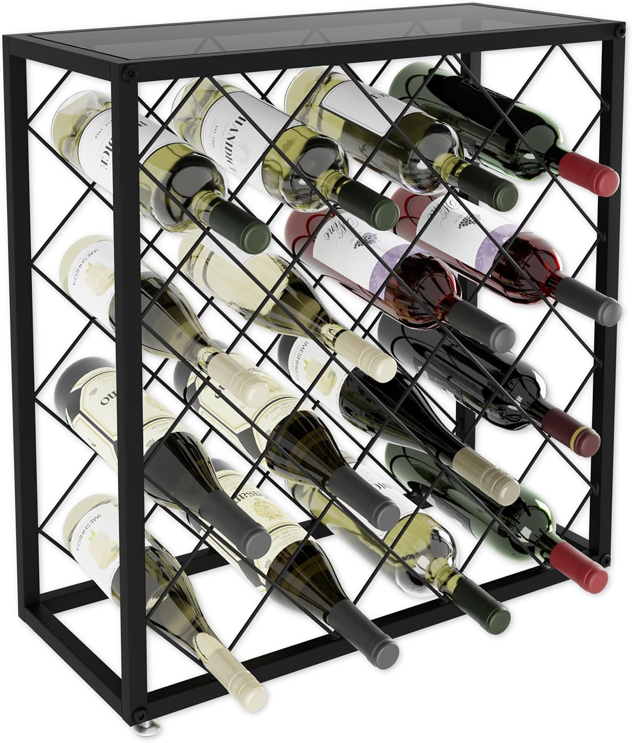Carla Home Freestanding Metal Wine Rack For 25 Bottles