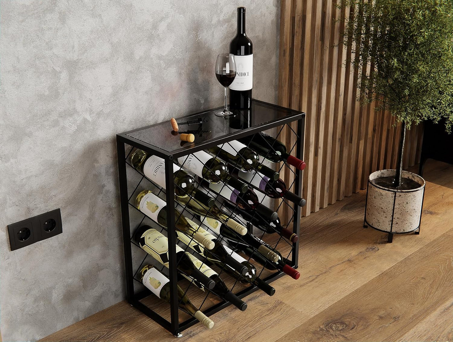 Carla Home Freestanding Metal Wine Rack For 25 Bottles