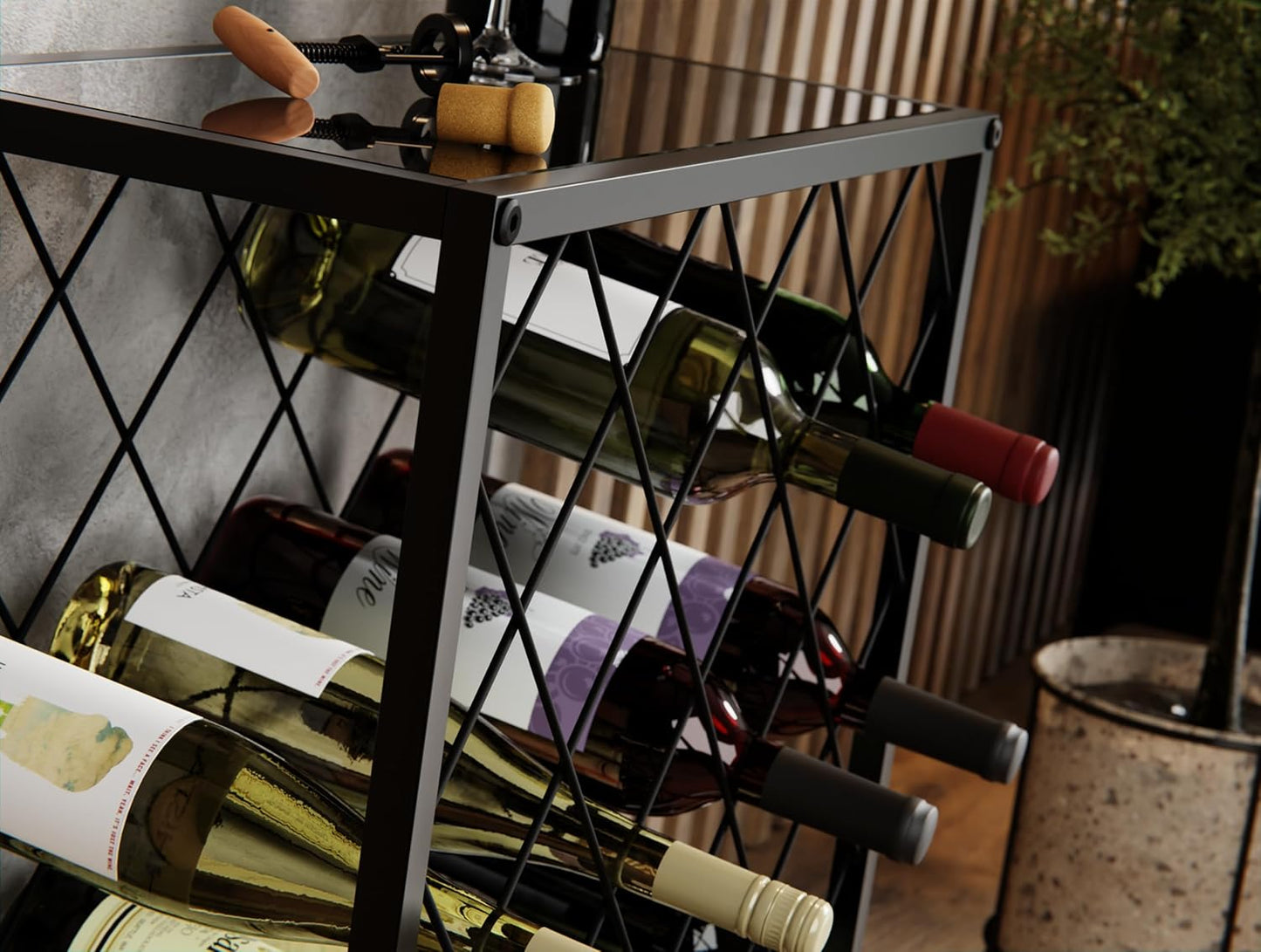 Carla Home Freestanding Metal Wine Rack For 25 Bottles