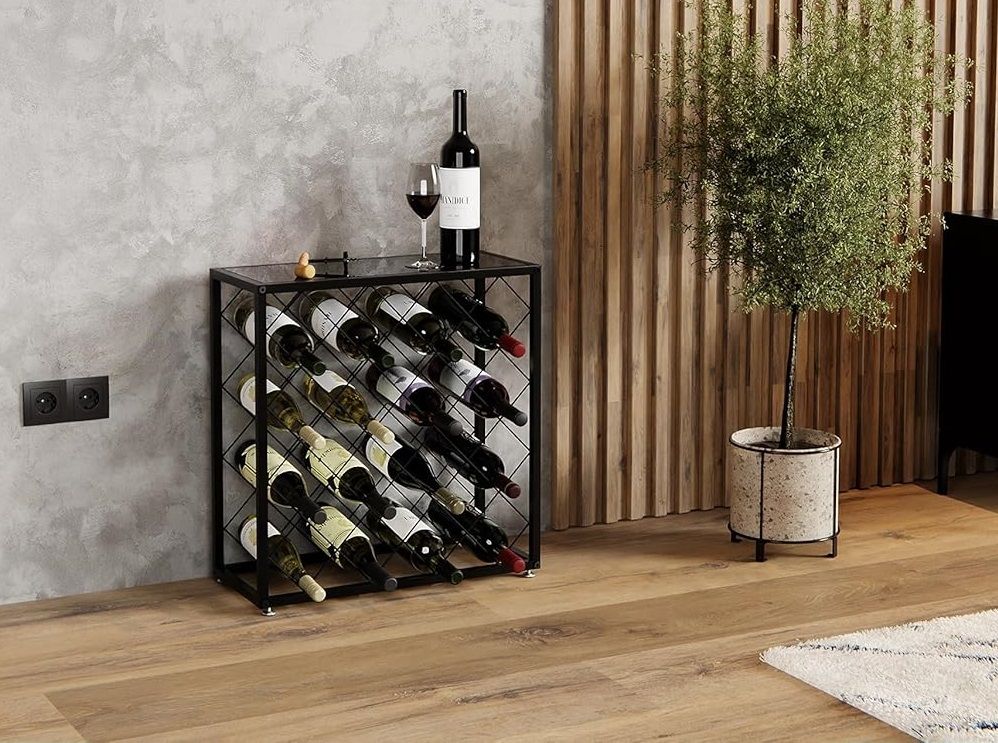 Carla Home Freestanding Metal Wine Rack For 25 Bottles