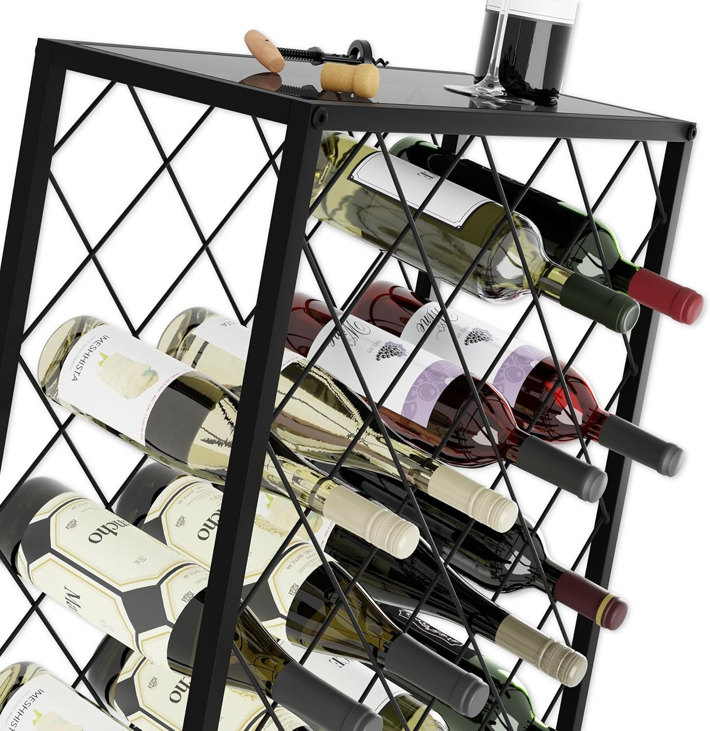 Carla Home Freestanding Metal Wine Rack For 25 Bottles