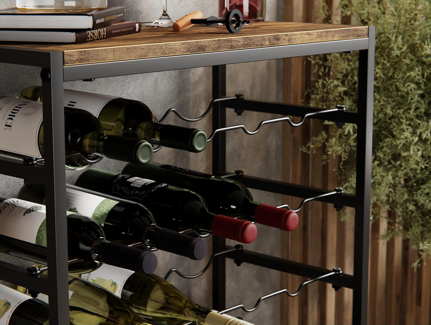 Carla Home 6 Tier Freestanding Wine Rack For 30 Bottles With Wood Countertop And Sturdy Metal Frame