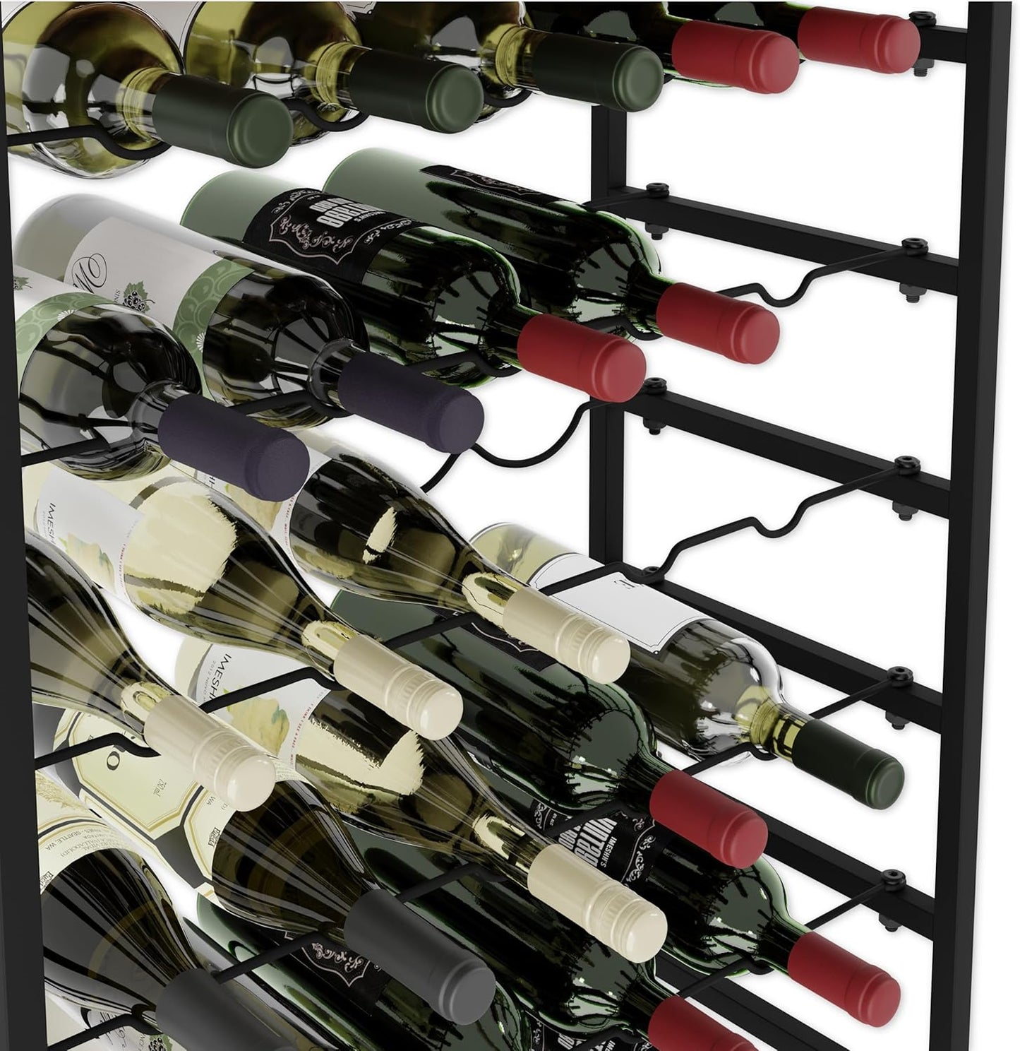 Carla Home 6 Tier Freestanding Wine Rack For 30 Bottles With Wood Countertop And Sturdy Metal Frame